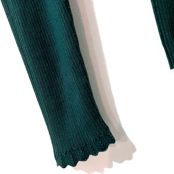Boden Dark Green Fitted Square Neckline Scalloped Edge Knit Top Small - Picture 6 of 7